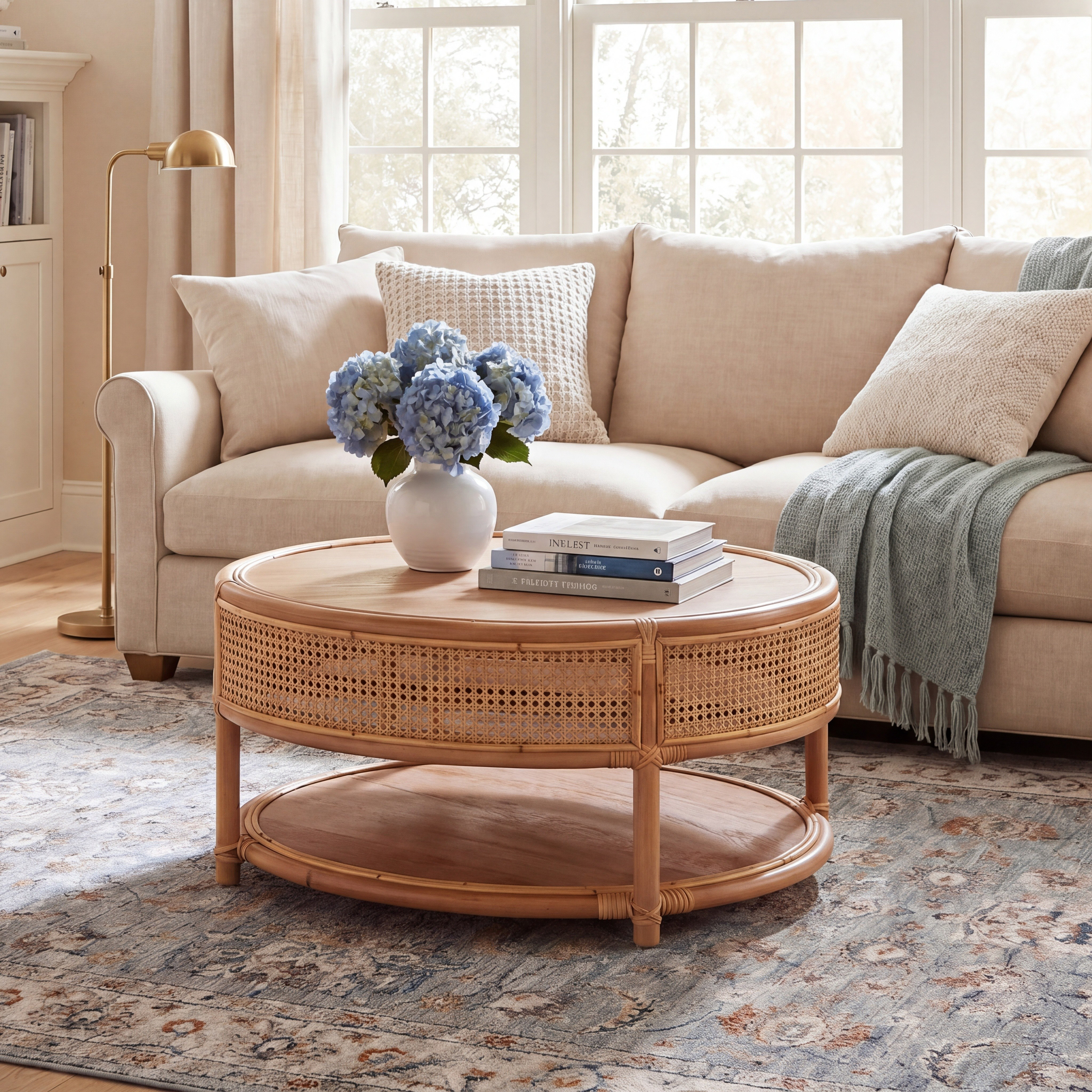 Beachcrest Home™ Rodanthe Floor Shelf Coffee Table with Storage